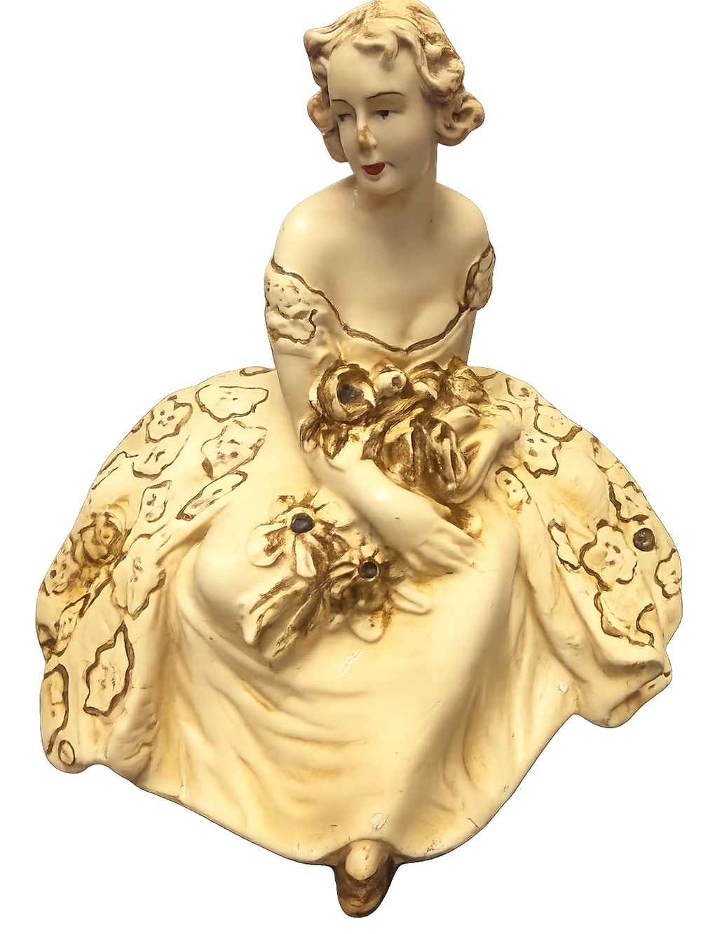 Vintage Porcelain Lady Figurine – Floral Gown – Hand-Painted – Marked H 5030